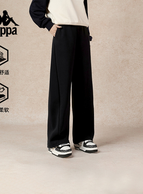 Kappa卡帕背靠背针织运动长裤女2025新款复古跑步裤子休闲直筒裤