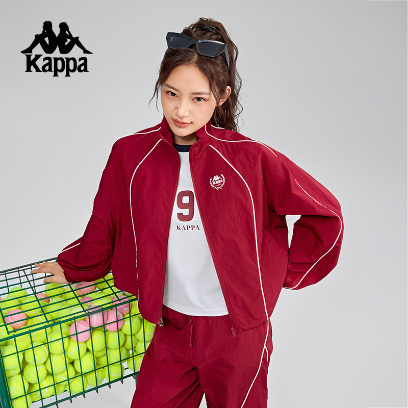 Kappa卡帕背靠背2025新款户外运动外套女款复古立领夹克开衫上衣