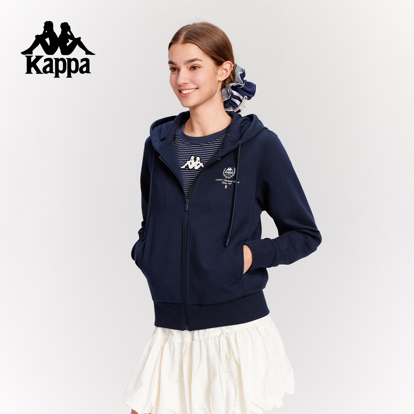 Kappa卡帕背靠背针织开身帽衫女2025秋季新款运动服连帽上衣外套