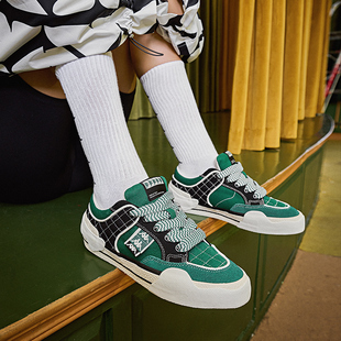 Kappa卡帕绿色复古潮流滑板鞋秋季户外百搭时尚休闲鞋子男女同款