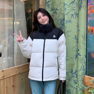 Kappa卡帕背靠背情侣复古运动羽绒服女面包服外套保暖防寒服男款