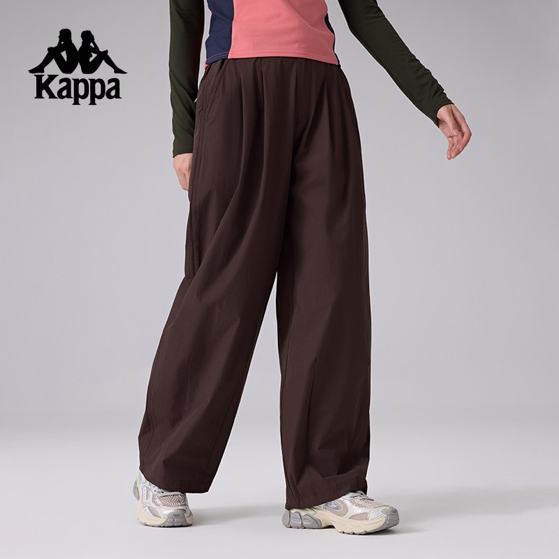 Kappa卡帕背靠背2025新款女运动裤户外防泼水长裤弹力休闲直筒裤