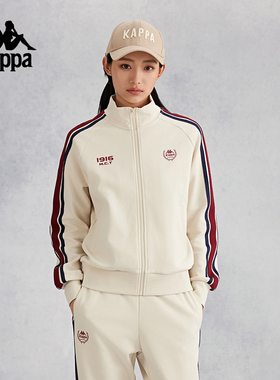 Kappa卡帕背靠背2024春秋新款休闲针织开衫卫衣女运动外套女款潮
