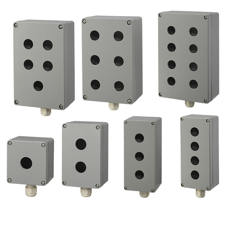 金属铸铝按钮盒开关控制盒户外防水123456孔铝合金启动开关单双孔