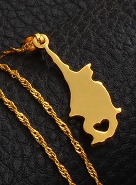 Anniyo Cyprus Country Map Pendant Necklaces Gold Color Jewe