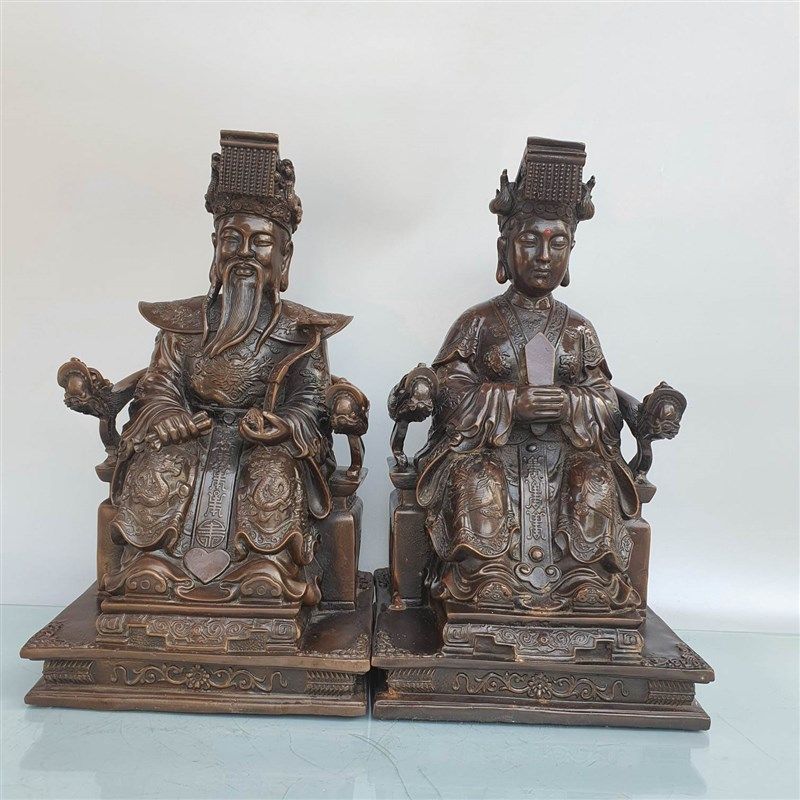 纯铜玉帝王母坐龙椅玉皇大帝王母娘娘神像摆件家居佛堂供养大号