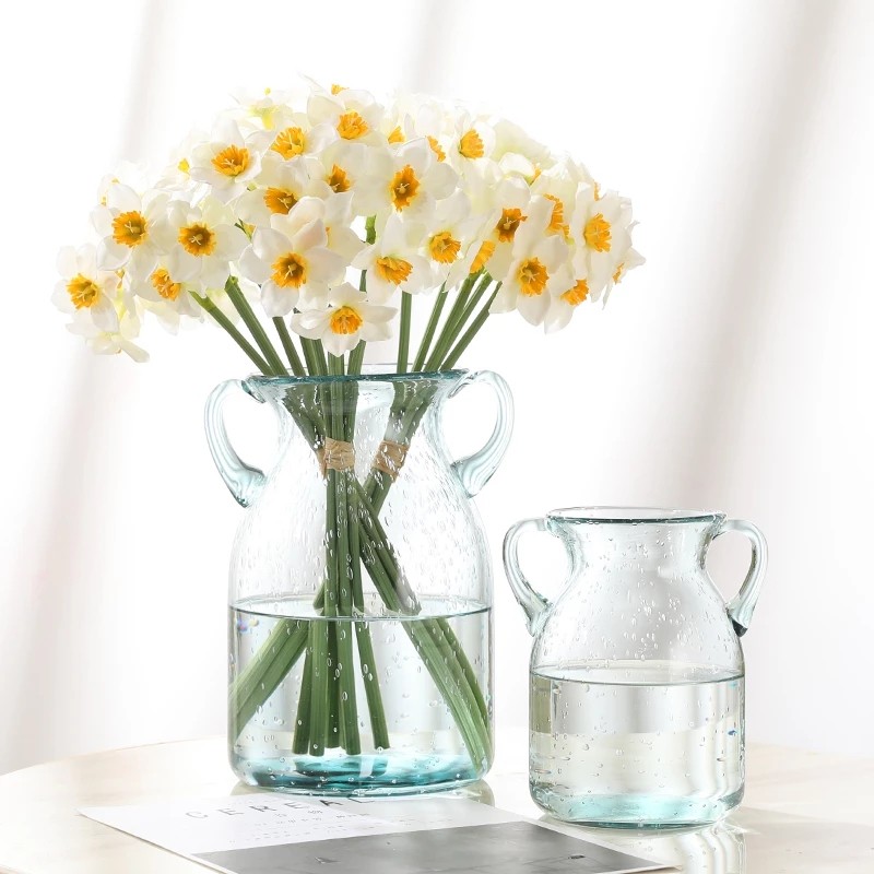 6Pcs/bunch White Artificial Narcissus Flower Bouquet Home Ga