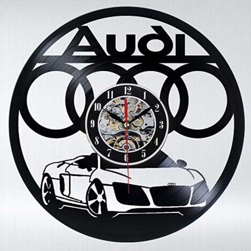 Car Logo Vinyl Record Wall Clock Modern Design Art Silent Un