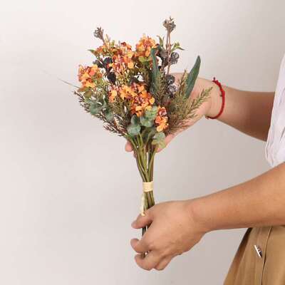 Autumn color artificial flower decoration bouquet holding ho