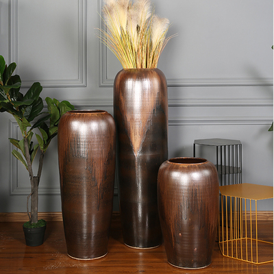 复古陶罐景德镇陶瓷落地大花瓶客厅酒店餐厅插花干花瓷器中式摆件