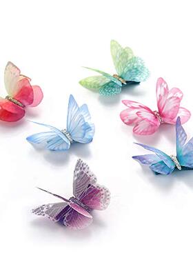 Liasun 6Pcs/pack 3D Colorful Organza Butterfly Hair Clips -