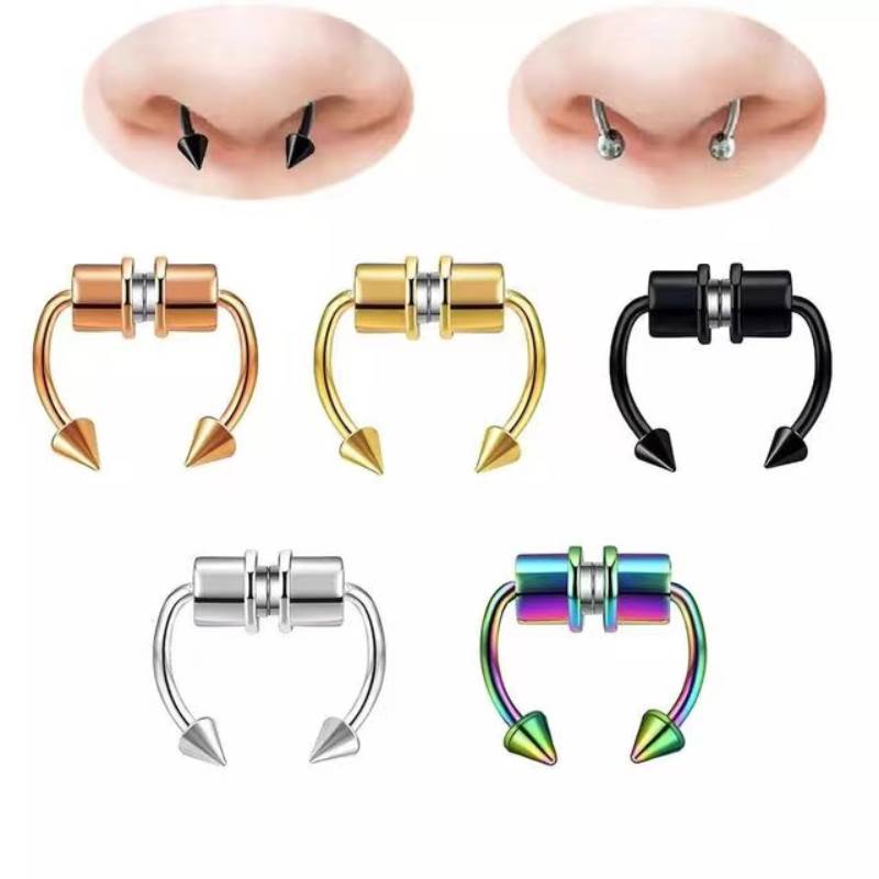 2023 Fake Piercing Nose Ring Alloy Nose Piercing Hoop Septum