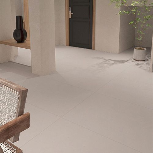 简漫素色微水泥瓷砖奶白侘寂风哑光防滑地砖客厅阳台卫生间600120