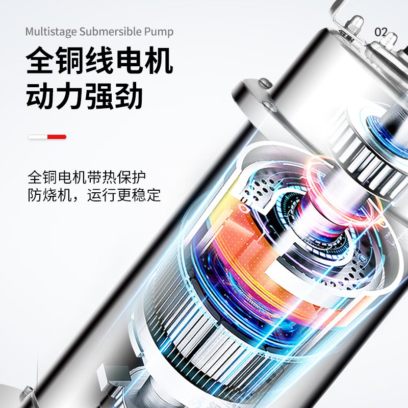 人民潜水泵家用井水304全不锈钢抽水泵高扬程220v井用小型抽水机