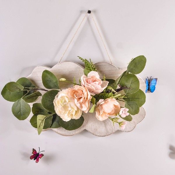 极速1PC Nordic Creative Wooden Board Simulation Silk Flower