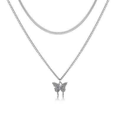 Snake bone chain butterfly necklace 锁骨链蛇骨链蝴蝶吊坠项链