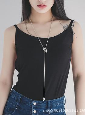 毛衣链项链金色水手结复古长款女时尚打结绳结百搭欧美气质质感镀