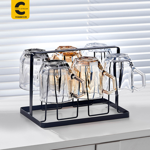 玻璃杯家用招待客人水杯客厅杯子喝水耐热茶杯套装带把手啤酒杯