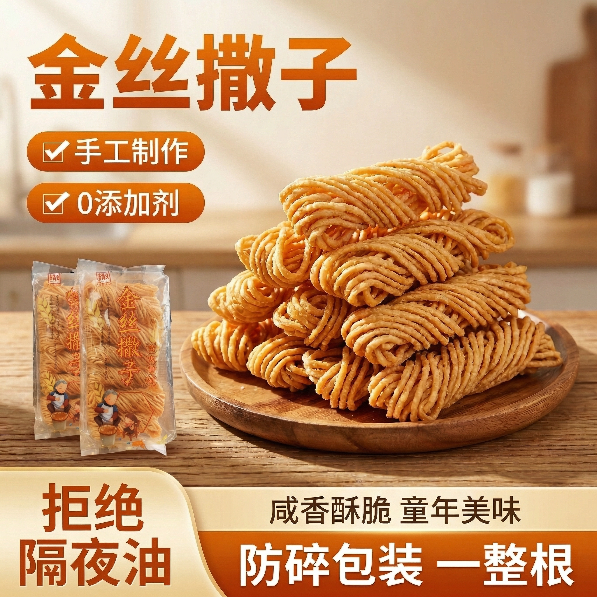 金丝馓子夜宵徐州特产礼盒油炸馓子独立包装茶馓子零食小吃纯手工