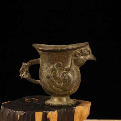 仿古汉代青铜酒杯兽杯古玩居家客厅玄关摆件合金工艺品 厂家