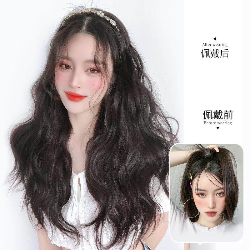 新款直销画蔻假发女欧美长卷发头套跨境电商wigs水波纹发可拆卸发