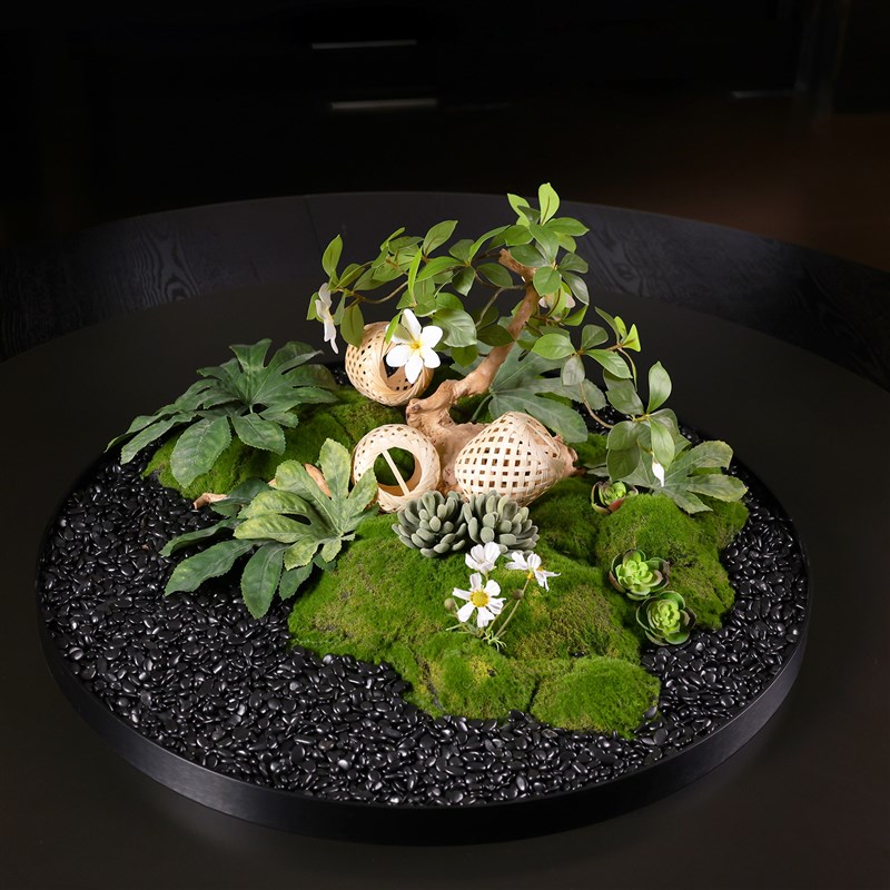 餐桌中间摆花桌摆转盘摆件圆桌芯装饰盆景酒店包厢桌面餐桌花