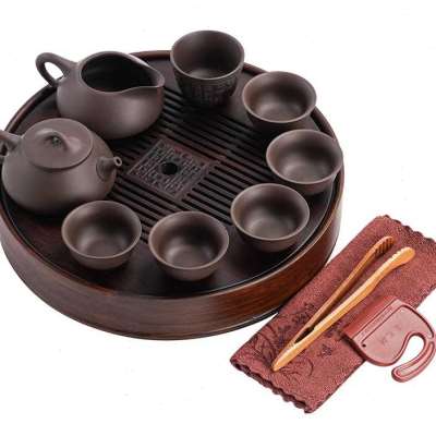 紫砂茶具套组家用办公简约日式茶壶茶杯茶盘一壶四杯小套组