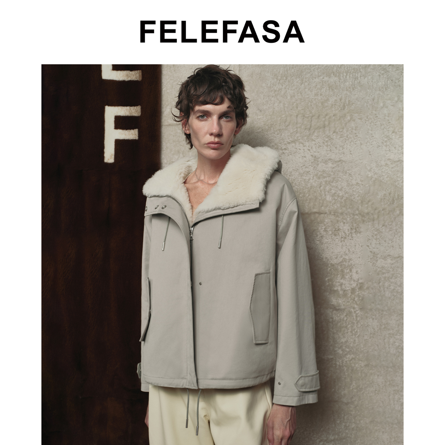 FELEFASA斐梵萨25冬新品 意大利Olmetex面料拉贡羊绒内里连帽夹克