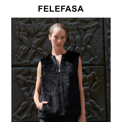 【丹麦限定】FELEFASA斐梵萨 宝嘉美水貂Olmetex面料双面马甲外套