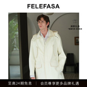 FELEFASA斐梵萨25夏男装 Bonaudo牛皮中长款 连帽风衣皮衣外套