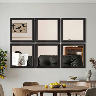 法式复古餐边镜方形格子粘贴镜背景墙拼接组合镜美式壁挂墙装饰镜