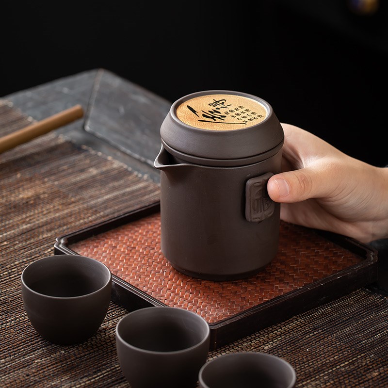 紫砂旅旅行茶具功夫茶手抓壶快客杯陶瓷便携式收纳包出差宿舍泡茶