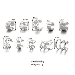 piece set无耳洞耳骨夹耳环女金色镂空C型耳夹10件套 clip Ear