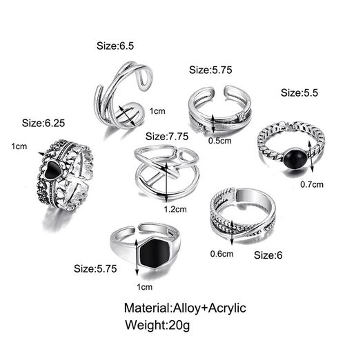 Ring set 7-piece set欧美镶钻戒指套装7件套交叉爱心女关节戒指