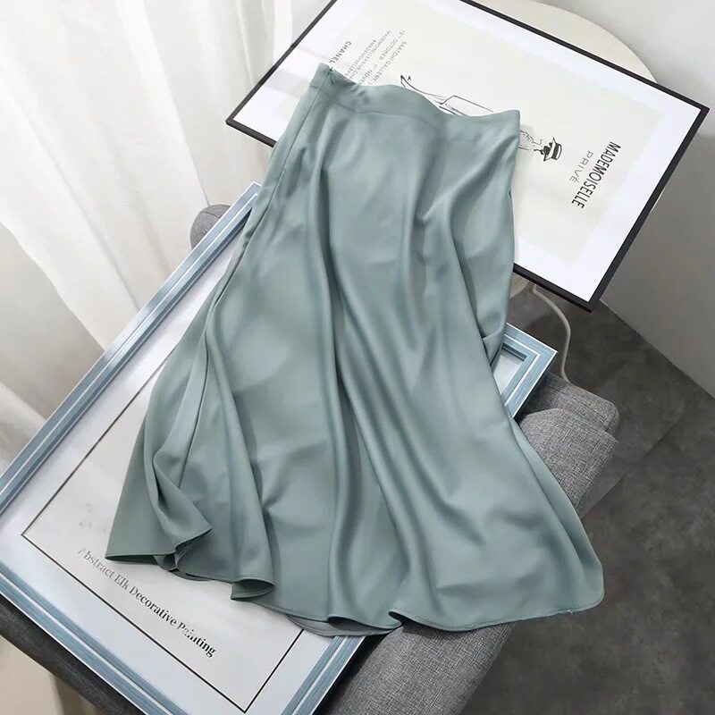 2021 Summer High Waist Vintage Women A-Line Long Skirt Fashi