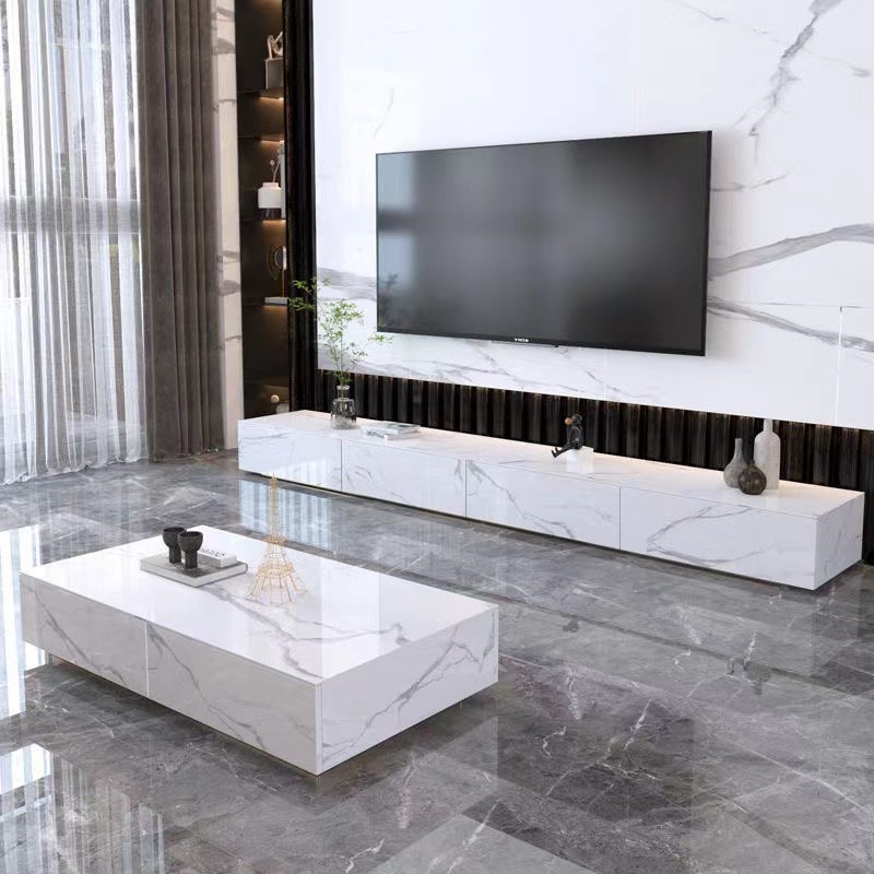 岩板电视柜茶几组合轻奢客厅意式小户型简约现代北欧大理石地柜