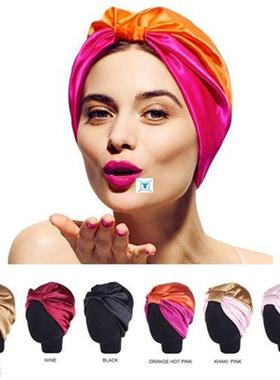 6 Colors Satin Bonnet Salon Bonnet Night Hair Hat For Natura
