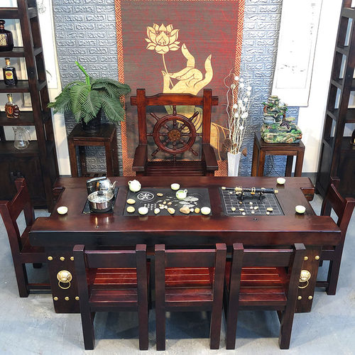老船木茶桌椅组合新中式实木茶桌茶台简约现代功夫茶艺茶几泡茶桌