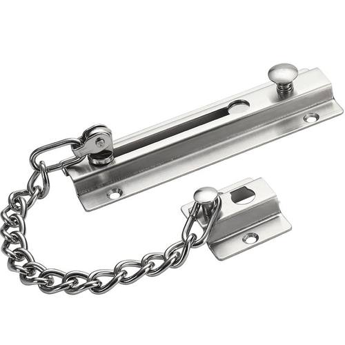 。加厚304不锈钢门链明装门闩栓扣免打孔酒店宾馆房安全插销反