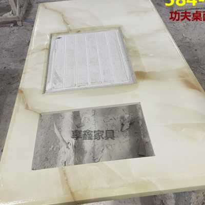 大理石餐桌茶几面人造大理石桌面茶几面长方形圆形可订制挖孔火锅