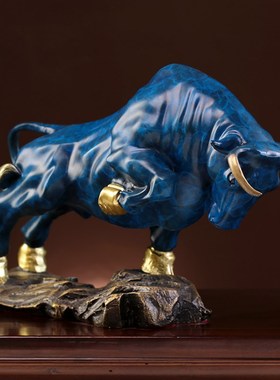 皇轩 全铜牛摆件华尔街牛旺市铜牛摆件商务礼品 彩铜牛办公室摆设