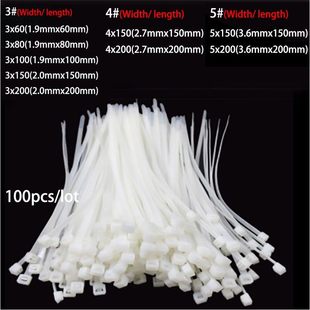 Nylon cable Self Fasten Tie Plastic Zip ties white 100pcs
