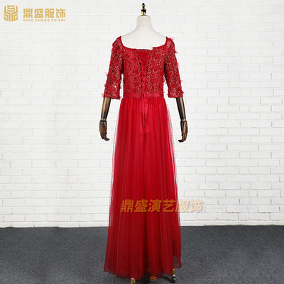 优雅长裙礼服婚礼镂空表演服伴娘司仪晚宴晚会主持人服装成人礼装