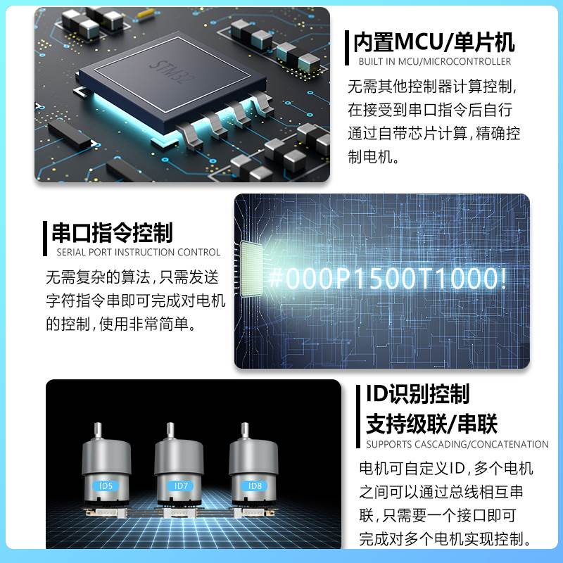 JGB520总线编码器直流减速电机马达 串口控制AB相测速霍尔编码器