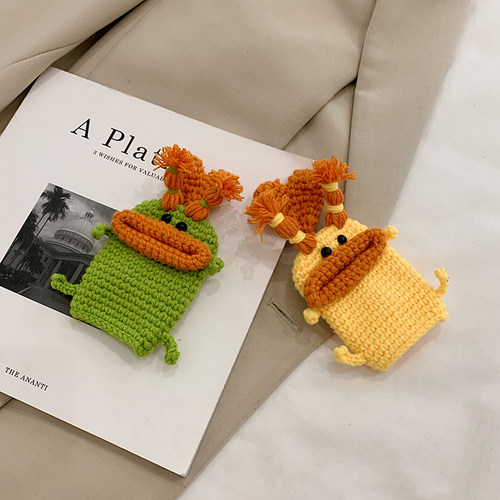 毛线手工diy自制手编织钩针卡通可爱钥匙包挂件礼物耳机材料包潮