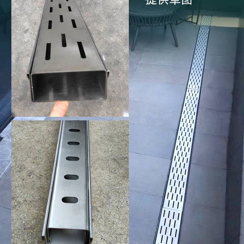 阳台排水沟露台排水槽不锈钢排水沟U型槽厨房地沟盖板迷你小水槽