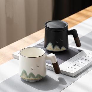 直销马克杯带盖陶瓷茶杯茶水分离办公室水杯过滤家用泡茶简约 新款