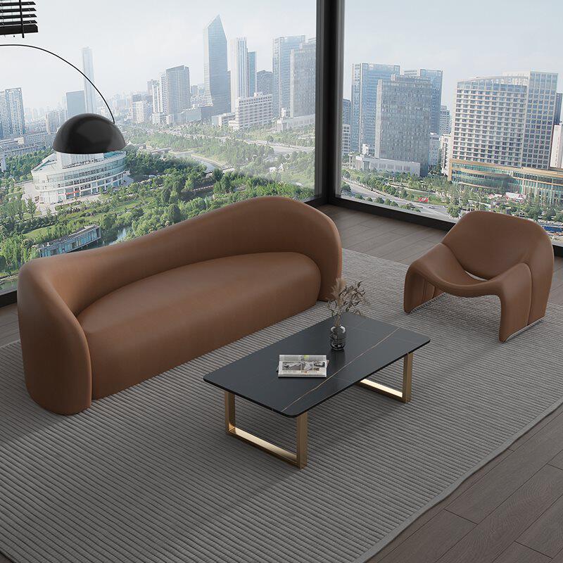 磐石轻奢办公皮沙发商务接待室会客简约售楼处办公室沙发茶几组合