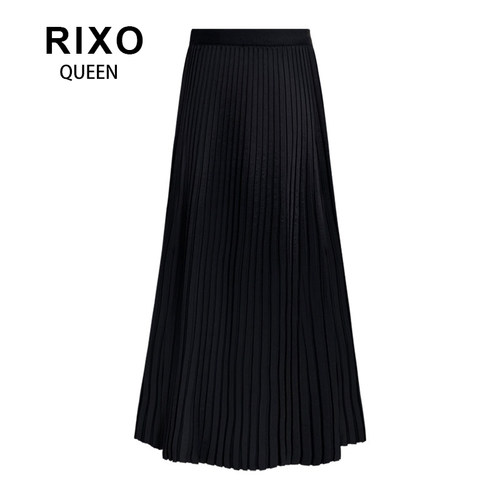 RIXO QUEEN醋酸面半身裙女春夏轻奢高级感a字伞裙绝美百褶长裙子