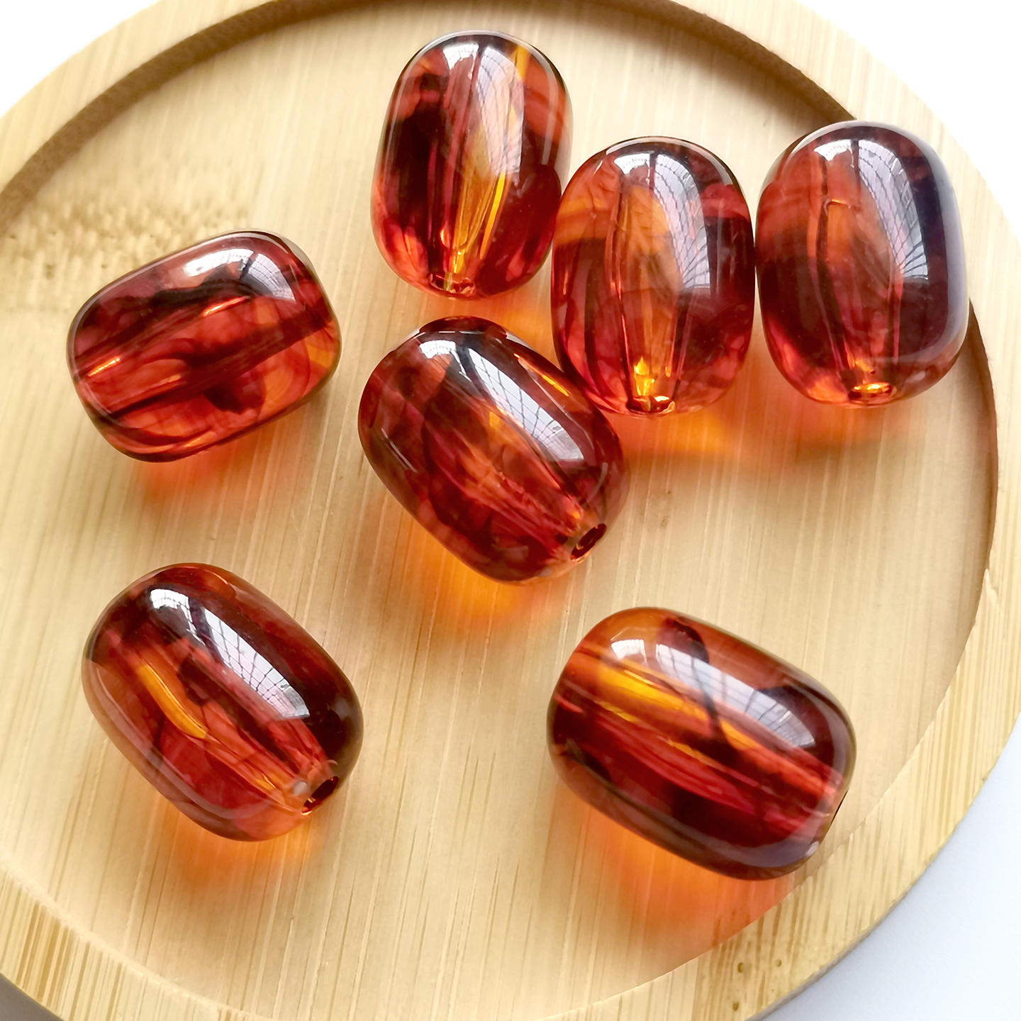 亚克力高亮仿琥珀大孔圆柱椭圆珠